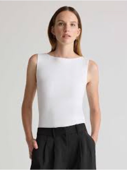 Nwt Quince Stretch Cotton Jersey Boatneck Tank Top White 8224